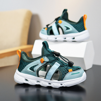 Παιδικά αθλητικά παπούτσια για τρέξιμο, unisex, αναπνεύσιμο επάνω PU+δίχτυ, ελαφριά, αντιολισθητική σόλα MD, κλείσιμο με περιστρεφόμενο κουμπί, σχέδιο ριγές