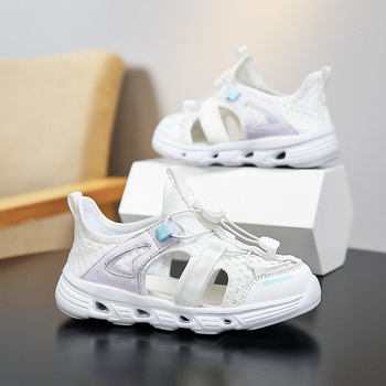 Παιδικά αθλητικά παπούτσια για τρέξιμο, unisex, αναπνεύσιμο επάνω PU+δίχτυ, ελαφριά, αντιολισθητική σόλα MD, κλείσιμο με περιστρεφόμενο κουμπί, σχέδιο ριγές