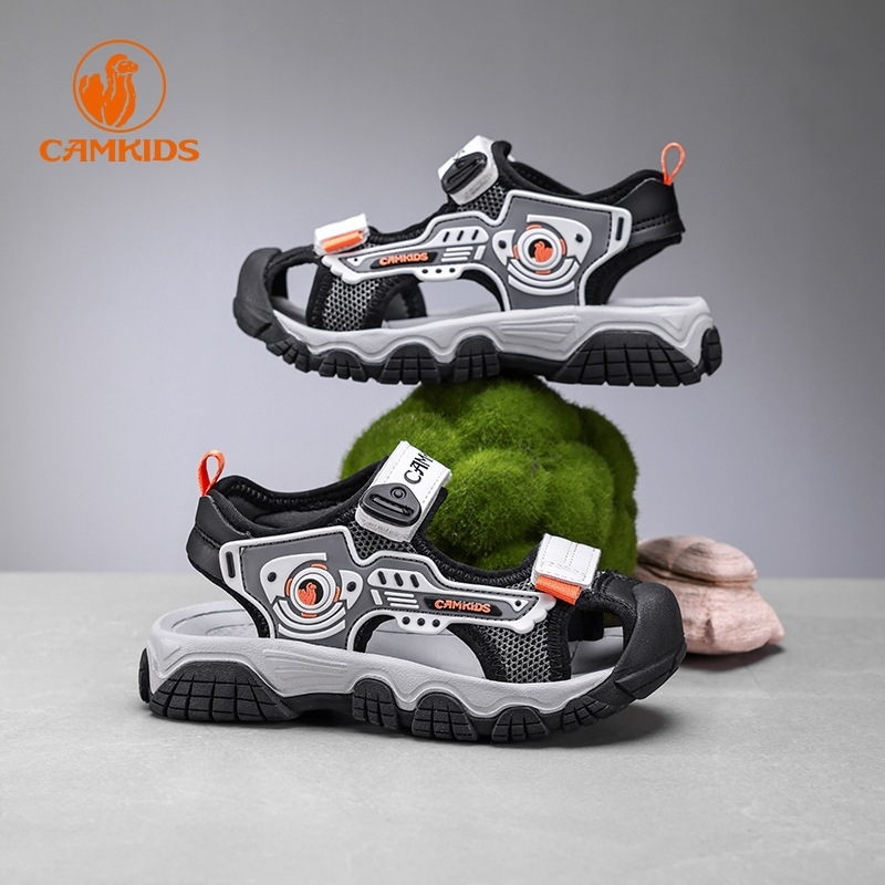 CAMKiDS fiúknak zárt orrú szandálok, nyár 2025, csúszásmentes puha MD talppal, 4–6 éveseknek