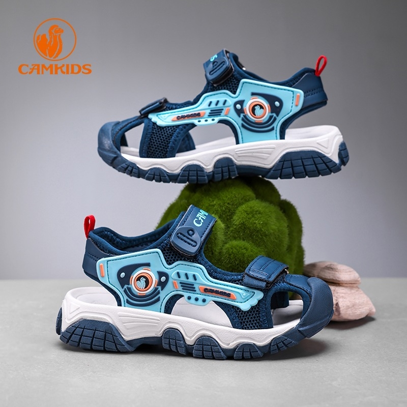 CAMKiDS fiúknak zárt orrú szandálok, nyár 2025, csúszásmentes puha MD talppal, 4–6 éveseknek