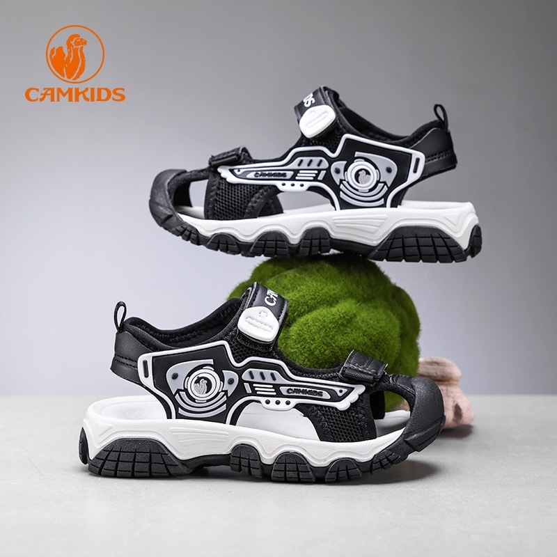 CAMKiDS fiúknak zárt orrú szandálok, nyár 2025, csúszásmentes puha MD talppal, 4–6 éveseknek