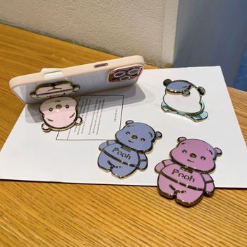 Сгъваем държач за телефон във форма на мечка — пластмасов материал, карикатурен дизайн, общ модел, поддръжка за персонализация