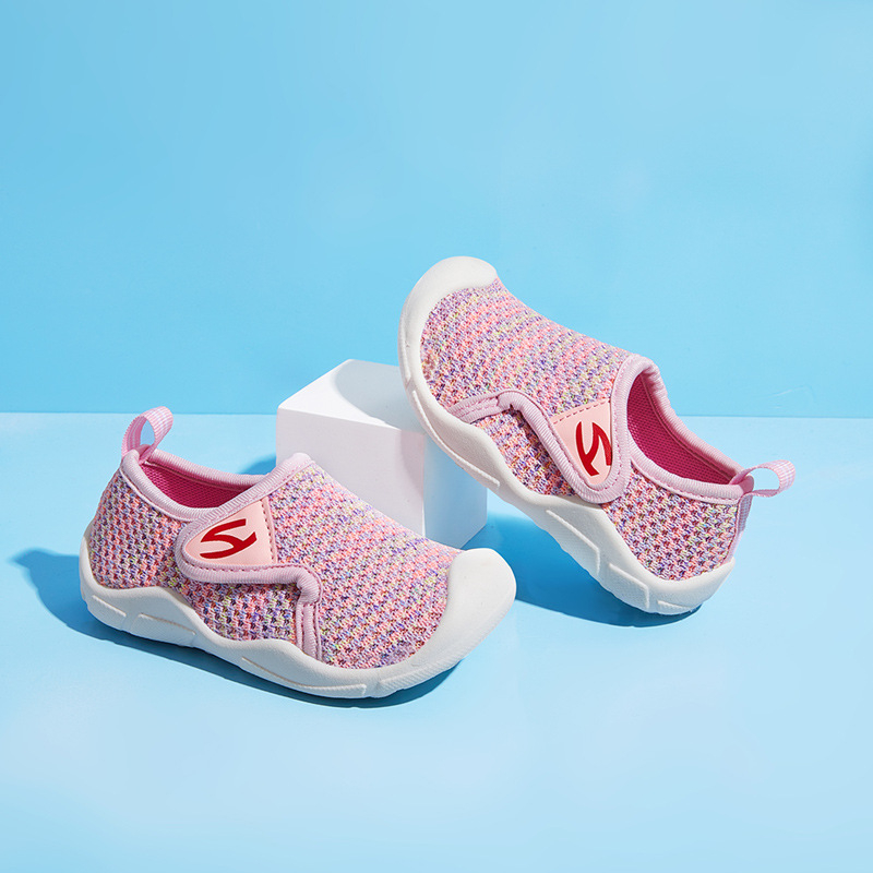 Gyerekeknek készült hálós cipő Velcro zárás, lélegző PU felső, TPR talp, könnyű, csúszásmentes és kopásálló