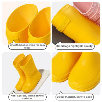 Gyerekek esőcsizmája PVC vízálló, csúszásmentes puha talpú, alacsony sarok 1–3 cm