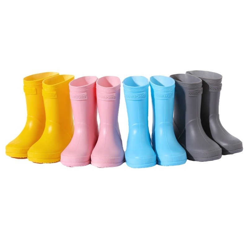 Bērnu lietus zābaki PVC, ūdensdroši, pretslīdējoša mīkstā zole, zems papēdis 1–3 cm