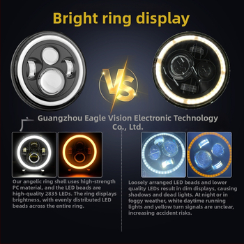 Far LED pentru Wrangler – far pentru off-road și motocicletă, caroserie din aluminiu aeronavic 6063 cu lentilă PC, Cupă reflectantă, 24V LED, model YSJ01-MMRDD, compatibil cu Wrangler și vehicule off-road