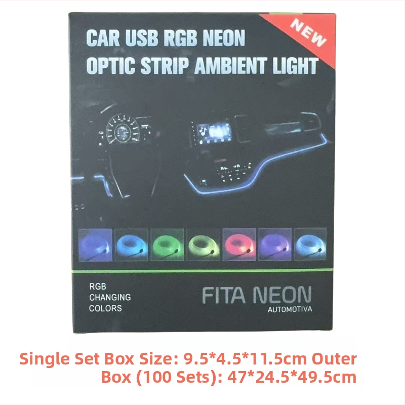 Automobiļa iekšējais apgaismojums RGB ambientsapgaismojums ar lietotnes kontroli, USB pogas tips, 5V, 1.5W, MMA