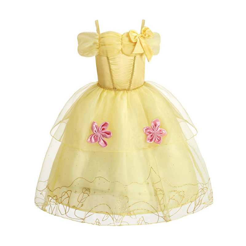 Lányoknak szóló hercegnő ruha rövid ujjú, nyomtatott poliészter anyag, pamut bélés, mintázat: csíkok, virágok, pöttyök, 3–8 éveseknek