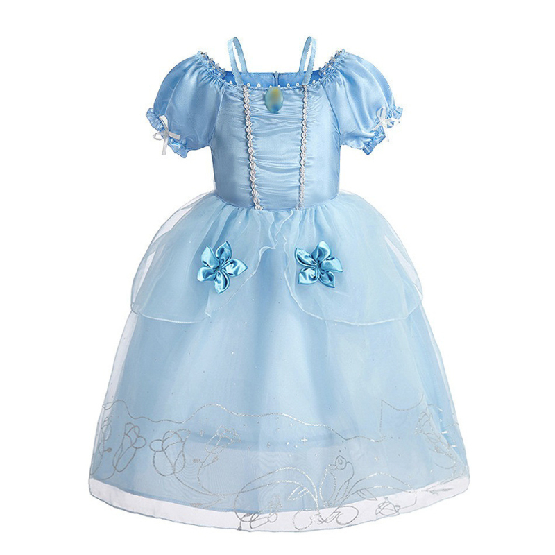 Lányoknak szóló hercegnő ruha rövid ujjú, nyomtatott poliészter anyag, pamut bélés, mintázat: csíkok, virágok, pöttyök, 3–8 éveseknek