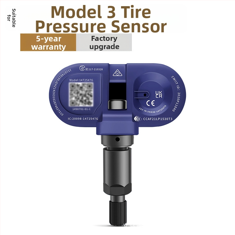 TPMS sensori Tesla Model 3/Y/S/X – OE saderīgs iebūvēts riepu spiediena sensors, modelis 1490701-01-B, mērījumu diapazons 1.0–4.0 bar, precizitāte ±0.1 bar