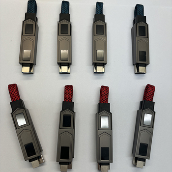 Winrel магнитен 4-в-1 кабел за бързо зареждане с цифров дисплей, двойни изходи Lightning и USB-C, 60W