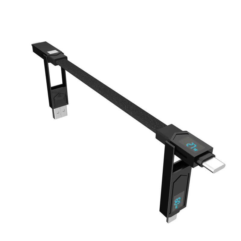 Winrel mágneses 4-in-1 gyorstöltő kábel digitális kijelzővel, kettős kimenet Lightning és USB-C, 60W