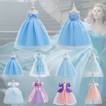 Hercegnő cosplay ruha puffos ujjakkal és hálós réteggel, pamut-kevert anyagból, márka miqiaikids, 3-8 évesek számára