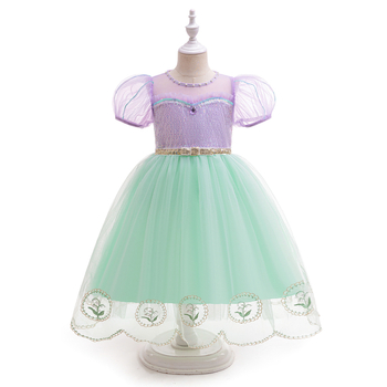 Φόρεμα cosplay πριγκίπισσας με φουσκωτά μανίκια και διχτυωτό επάνω μέρος, ύφασμα από μίγμα βαμβακιού, μάρκα miqiaikids, για παιδιά 3-8 ετών