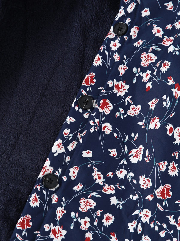 Dječja jakna s kapuljačom od flisa, cvjetni uzorak, poliester, srednje duljine