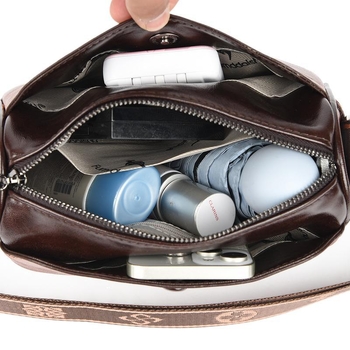 Τσάντα PU bucket bag με κυλινδρικό σχήμα, στυλ αστικής απλότητας, φερμουάρ για το άνοιγμα, εσωτερικό διαμέρισμα με φερμουάρ και θήκη ID