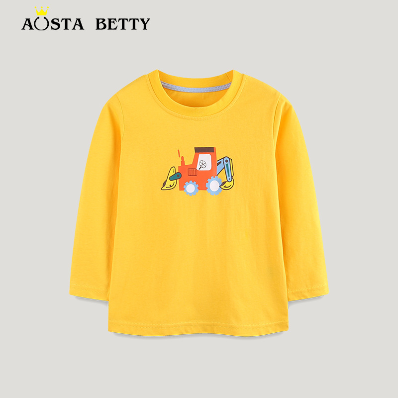 Детска тениска с дълъг ръкав, европейско-американски стил, карикатурен принт, 100% памук, за деца 3–8 г