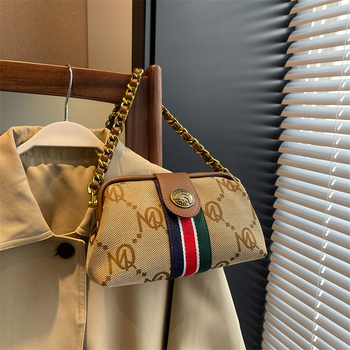 Платнена чанта за рамо за дами, хоризонтална квадратна форма, магнитно закопчаване, вътрешен джоб с цип