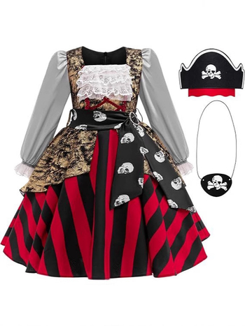 Детски косплей костюм за Хелоуин Pirates of the Caribbean - унисекс, полиестерна тъкан 90-95%, за игри и ролеви изпълнения, пролет 2025