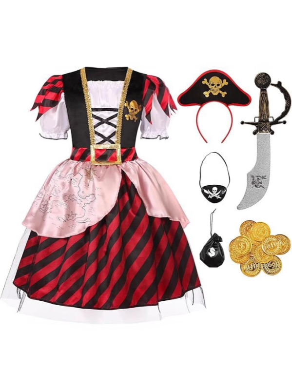 Детски косплей костюм за Хелоуин Pirates of the Caribbean - унисекс, полиестерна тъкан 90-95%, за игри и ролеви изпълнения, пролет 2025