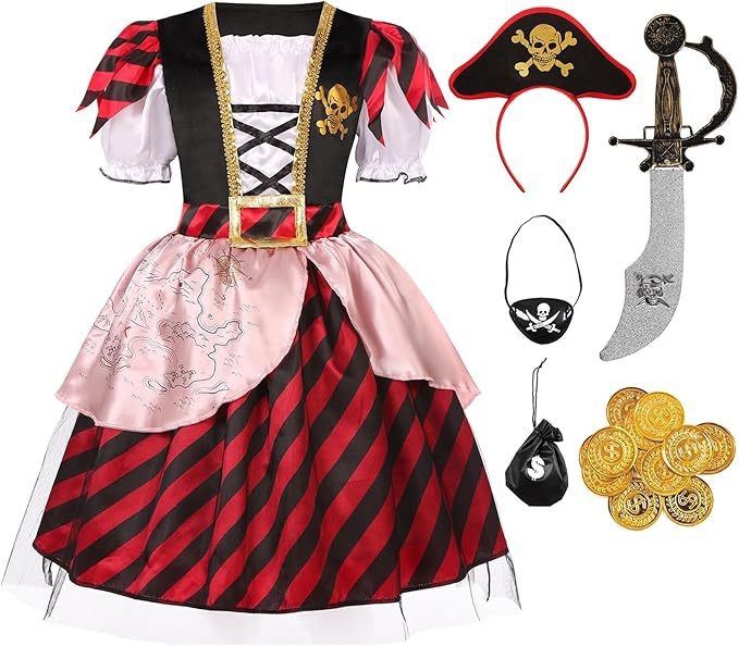 Детски косплей костюм за Хелоуин Pirates of the Caribbean - унисекс, полиестерна тъкан 90-95%, за игри и ролеви изпълнения, пролет 2025