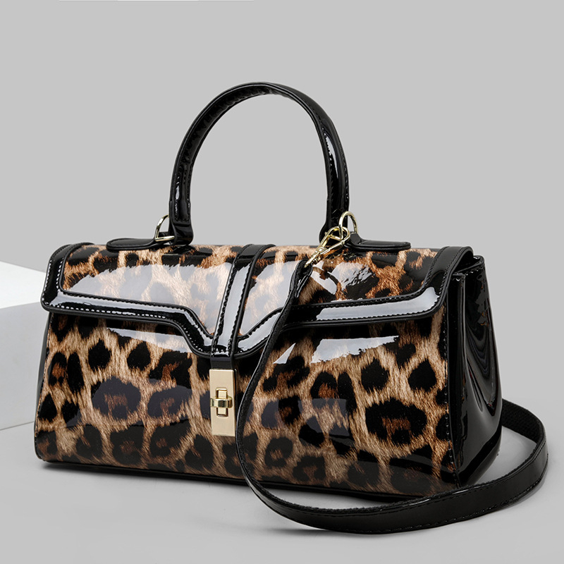 Ženska torba, leopard print tote, velika zapremina (PU koža, horizontalni kvadratni oblik, zaključavanje ključem, poliester podstava, unutarnji sloj)