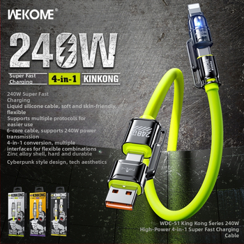 WEKOME dijamantni atom 240W silikonski kabel za podatke i brzo punjenje, 4-in-1, WDC-51