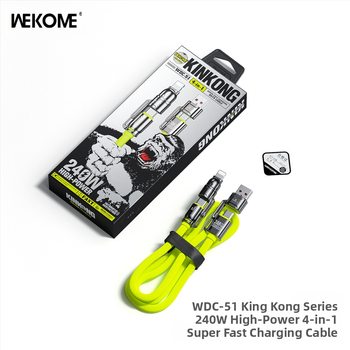 WEKOME 4-в-1 високопроизводителен силиконов кабел за зареждане и пренос на данни, Lightning и Type-C, бързо зареждане, 240W