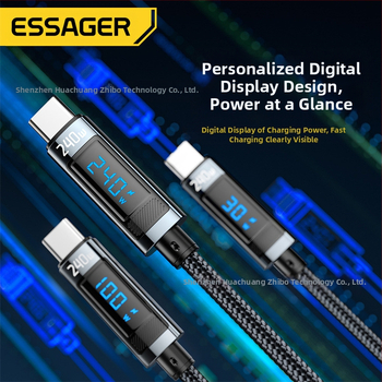 Кабел за данни Type-C с цифров дисплей, 240W макс, алуминиева сплав, с един конектор