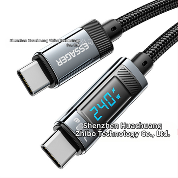 Кабел за данни Type-C с цифров дисплей, 240W макс, алуминиева сплав, с един конектор