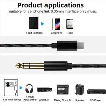 Слушалков адаптер за Apple аудио устройства — EDELINK YUl65001, Lightning към 6,5 мм стерео, кабел 4.0