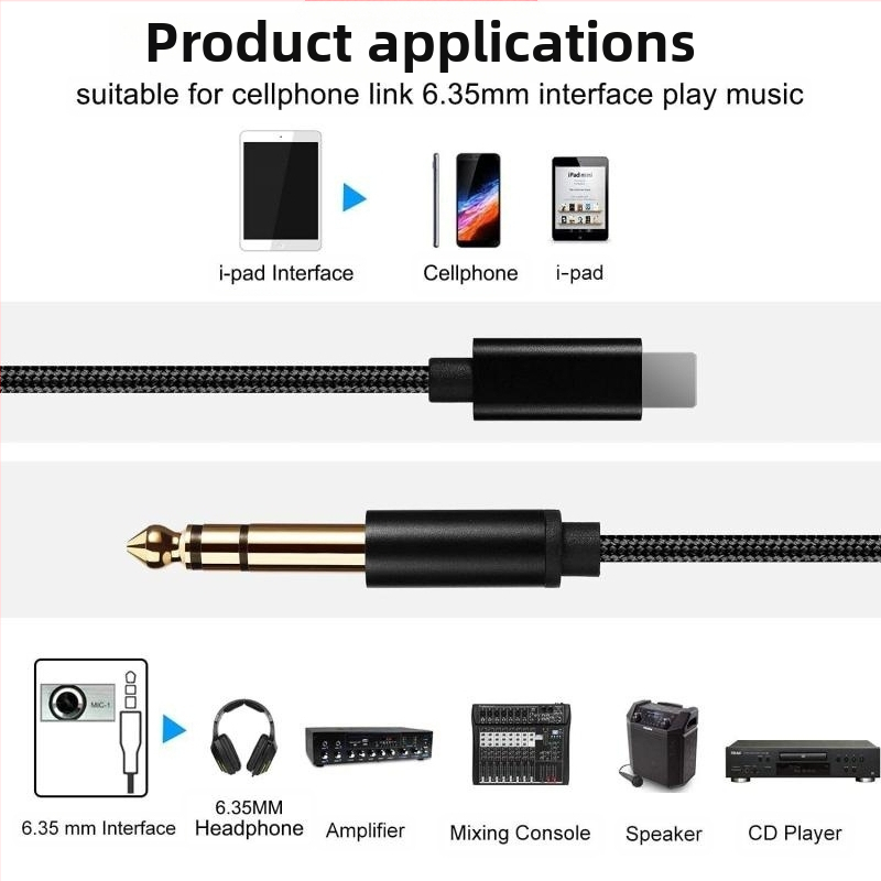 Slúchadlový adaptér pre Apple Audio — EDELINK YUl65001, Lightning na 6,5 mm stereo, kábel 4.0