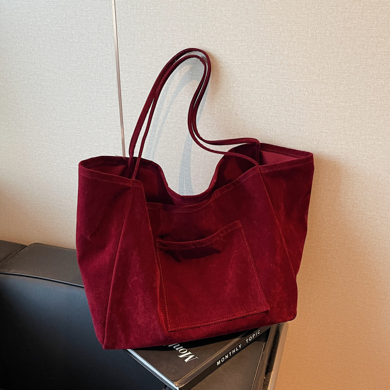 Liufan Luggage Velvet Tote táska - függőleges négyzetes forma, nyitott felső, telefonszseb, 2025 tavasz