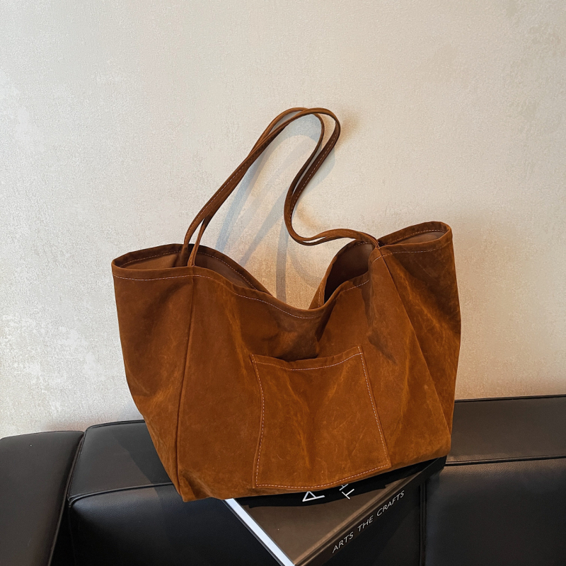 Liufan Luggage Velvet Tote táska - függőleges négyzetes forma, nyitott felső, telefonszseb, 2025 tavasz