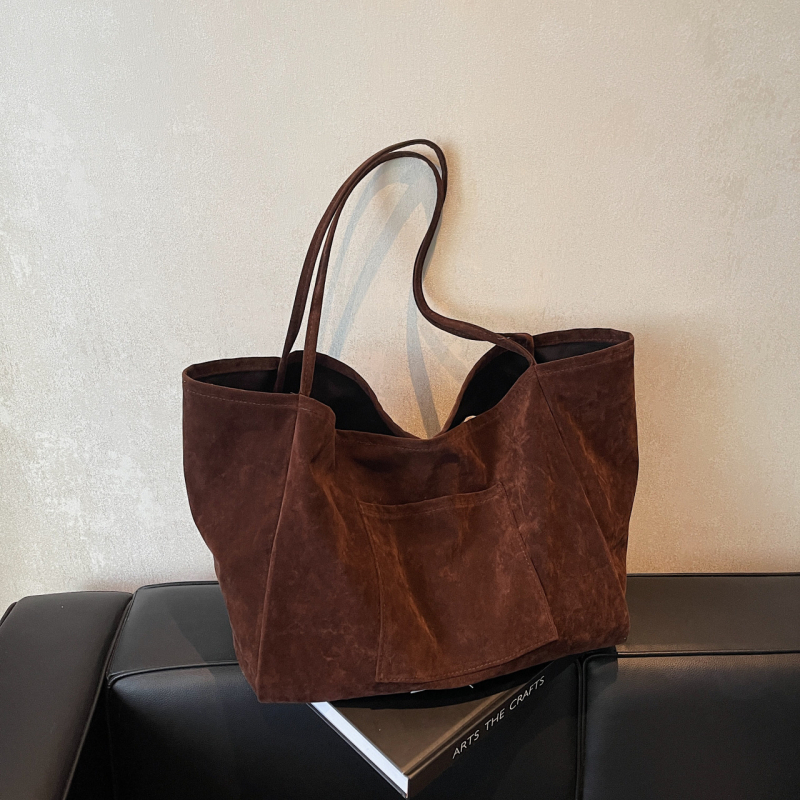 Liufan Luggage Velvet Tote táska - függőleges négyzetes forma, nyitott felső, telefonszseb, 2025 tavasz