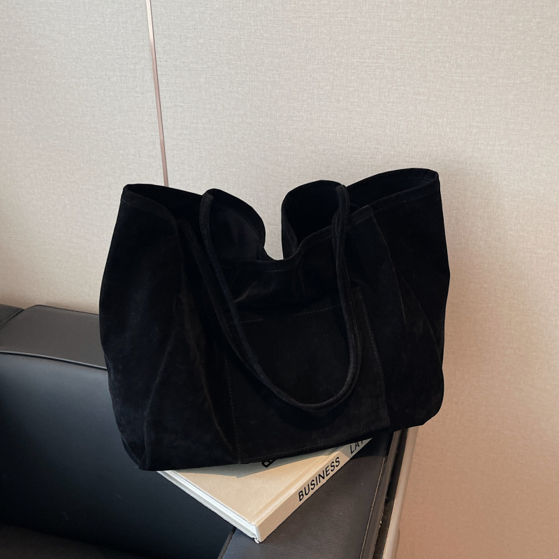 Liufan Luggage Velvet Tote táska - függőleges négyzetes forma, nyitott felső, telefonszseb, 2025 tavasz