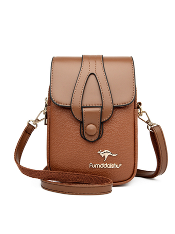 Anchi PU váll- és keresztbody táska, többrétegű rekeszek a telefon és azonosító számára, laminált cipzáras zsebbel, függőleges négyzetes forma, poliészter bélés, 2025 nyár