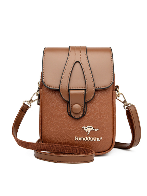 Anchi PU váll- és keresztbody táska, többrétegű rekeszek a telefon és azonosító számára, laminált cipzáras zsebbel, függőleges négyzetes forma, poliészter bélés, 2025 nyár