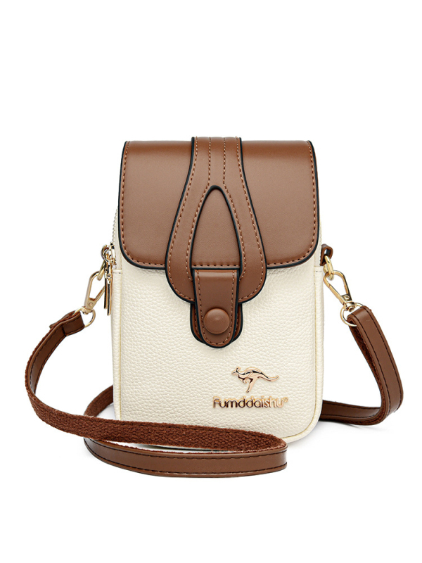 Anchi PU váll- és keresztbody táska, többrétegű rekeszek a telefon és azonosító számára, laminált cipzáras zsebbel, függőleges négyzetes forma, poliészter bélés, 2025 nyár