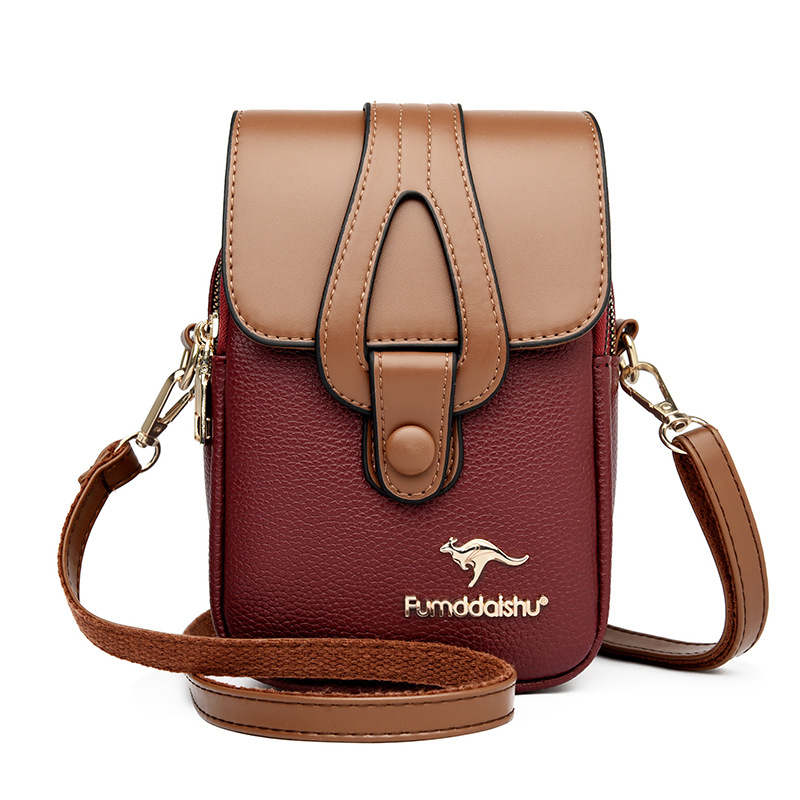 Anchi PU váll- és keresztbody táska, többrétegű rekeszek a telefon és azonosító számára, laminált cipzáras zsebbel, függőleges négyzetes forma, poliészter bélés, 2025 nyár