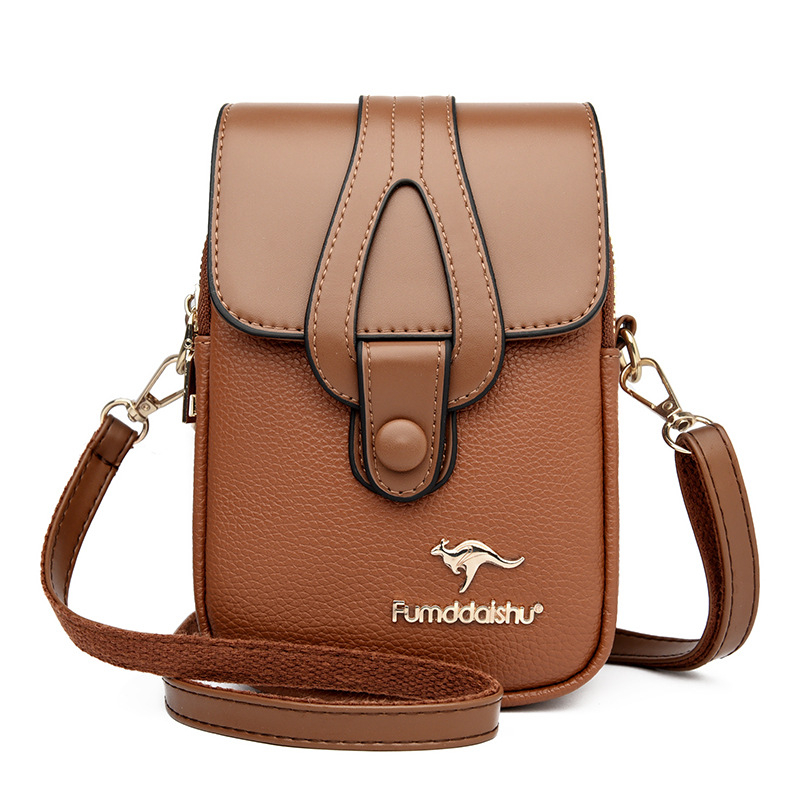 Anchi PU váll- és keresztbody táska, többrétegű rekeszek a telefon és azonosító számára, laminált cipzáras zsebbel, függőleges négyzetes forma, poliészter bélés, 2025 nyár