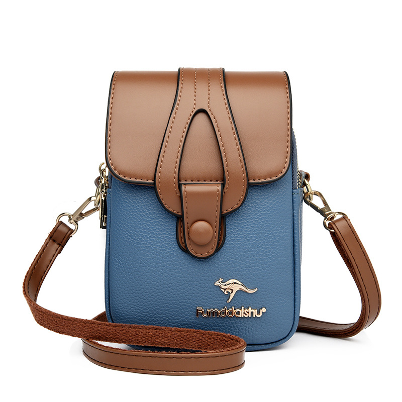 Anchi PU váll- és keresztbody táska, többrétegű rekeszek a telefon és azonosító számára, laminált cipzáras zsebbel, függőleges négyzetes forma, poliészter bélés, 2025 nyár