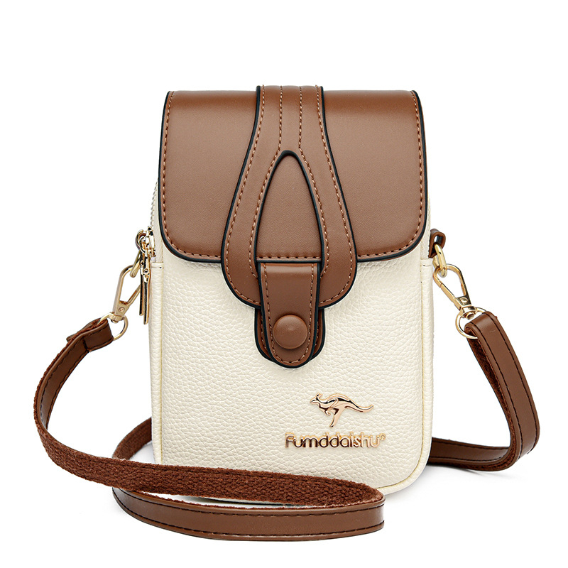 Anchi PU váll- és keresztbody táska, többrétegű rekeszek a telefon és azonosító számára, laminált cipzáras zsebbel, függőleges négyzetes forma, poliészter bélés, 2025 nyár