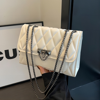 Miser PU horizontális négyzet alakú táska cipzárral, PU bélés, dupla vállpánt