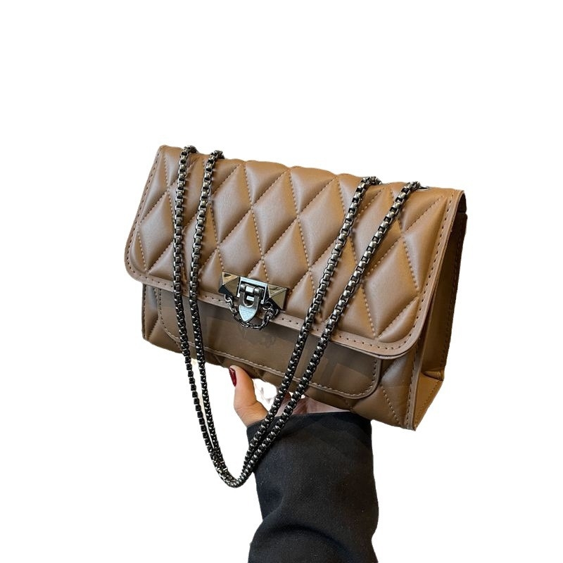 Miser PU horizontális négyzet alakú táska cipzárral, PU bélés, dupla vállpánt