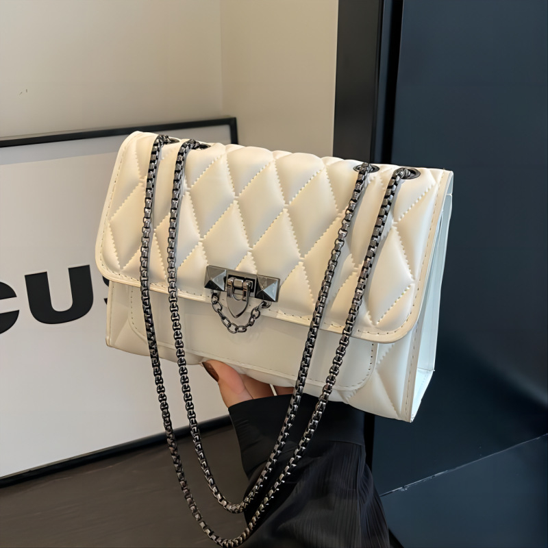 Miser PU horizontális négyzet alakú táska cipzárral, PU bélés, dupla vállpánt