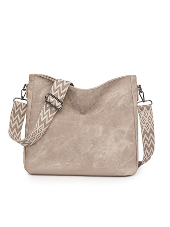 Anchi PU tote válltáska, városi stílus, horizontális négyzet alakú, cipzár, poliészter bélés