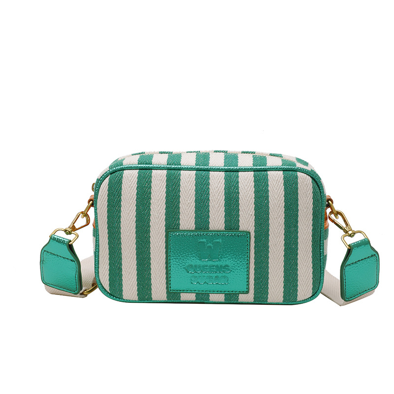 Geantă crossbody din canvas pentru femei, formă pătrată orizontală, închidere cu fermoar