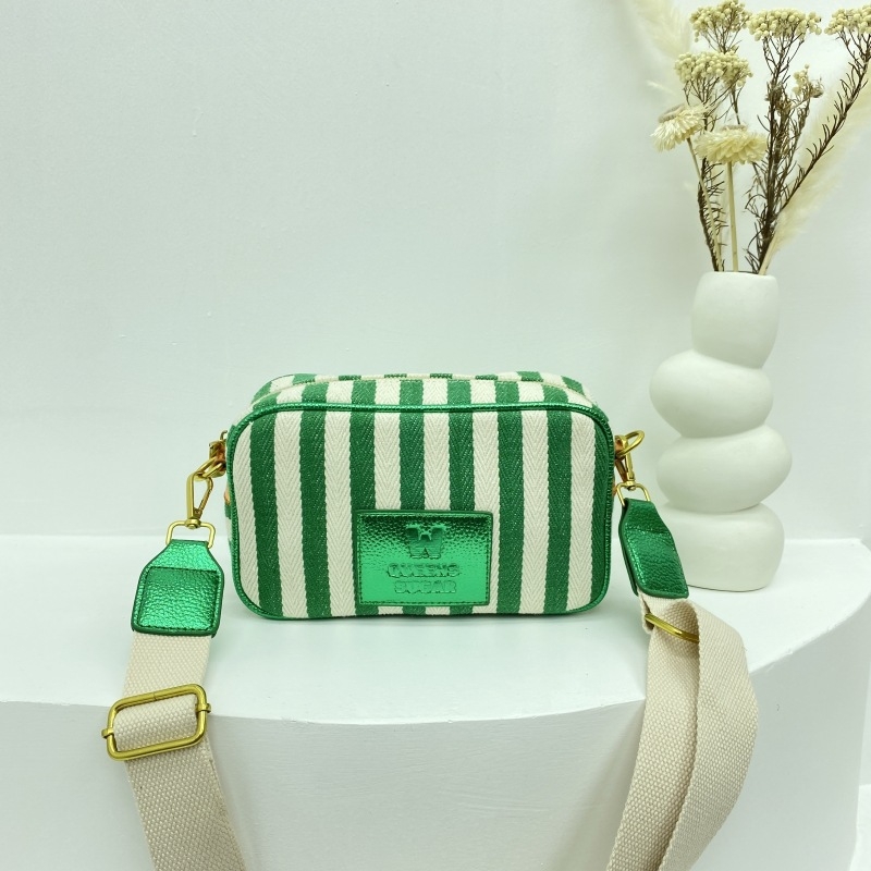Sieviešu auduma crossbody soma, horizontāla kvadrātiska forma, rāvējslēdzēja atvērums