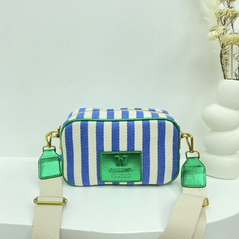 Sieviešu auduma crossbody soma, horizontāla kvadrātiska forma, rāvējslēdzēja atvērums